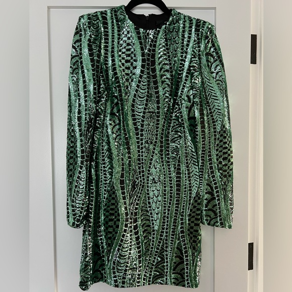 Aqua Green and Black Sequin Mini Dress - Size Small - Picture 2 of 4